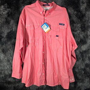 Columbia Super Bonehead Shirt Men’s XL Coral Pink Omni-Shade UPF 30 Fishing Shir
